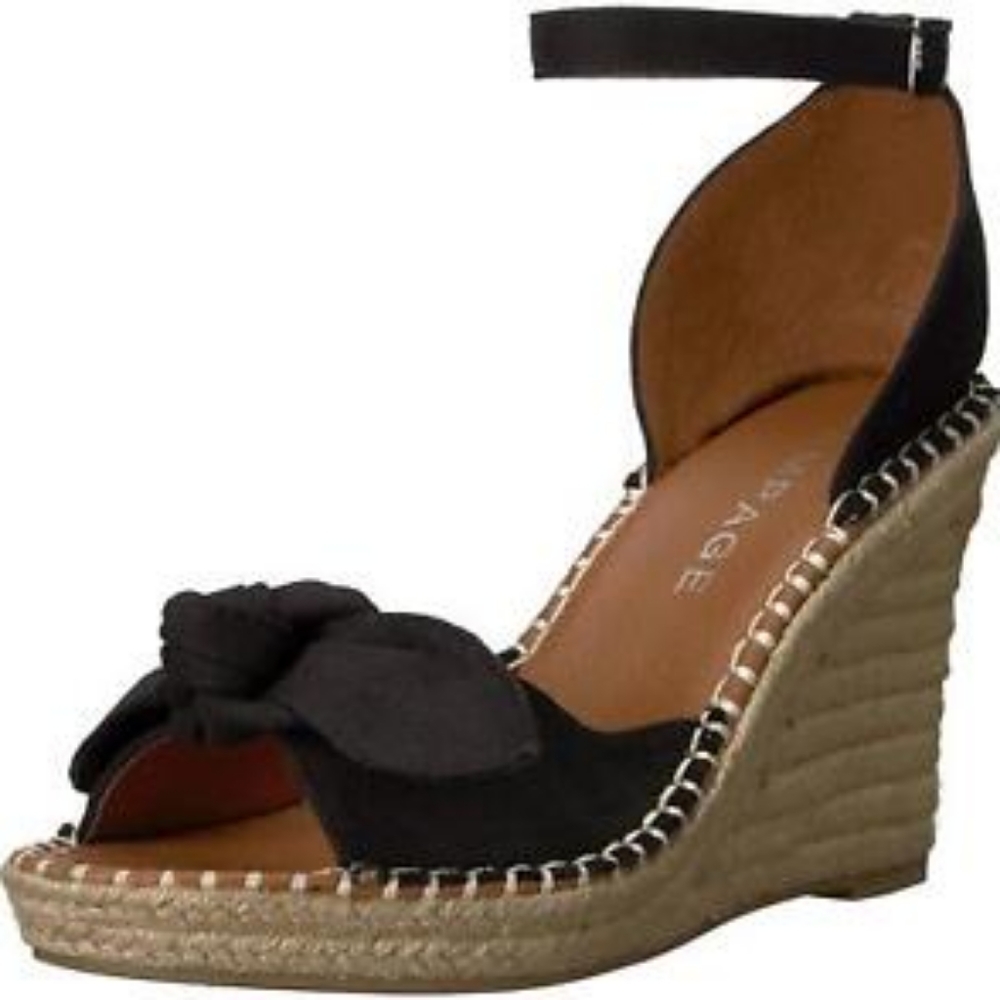 Rampage Black Espadrille Wedge Sandals with Ankle Strap